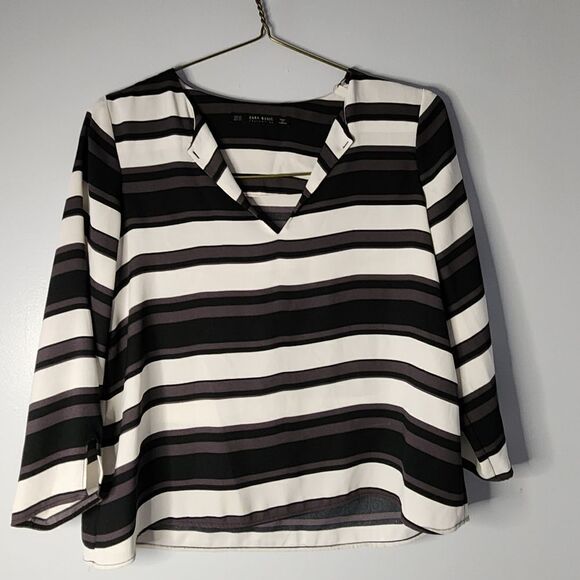 ZARA Ladies womens striped blouse top Size XS - Picture 1 of 6